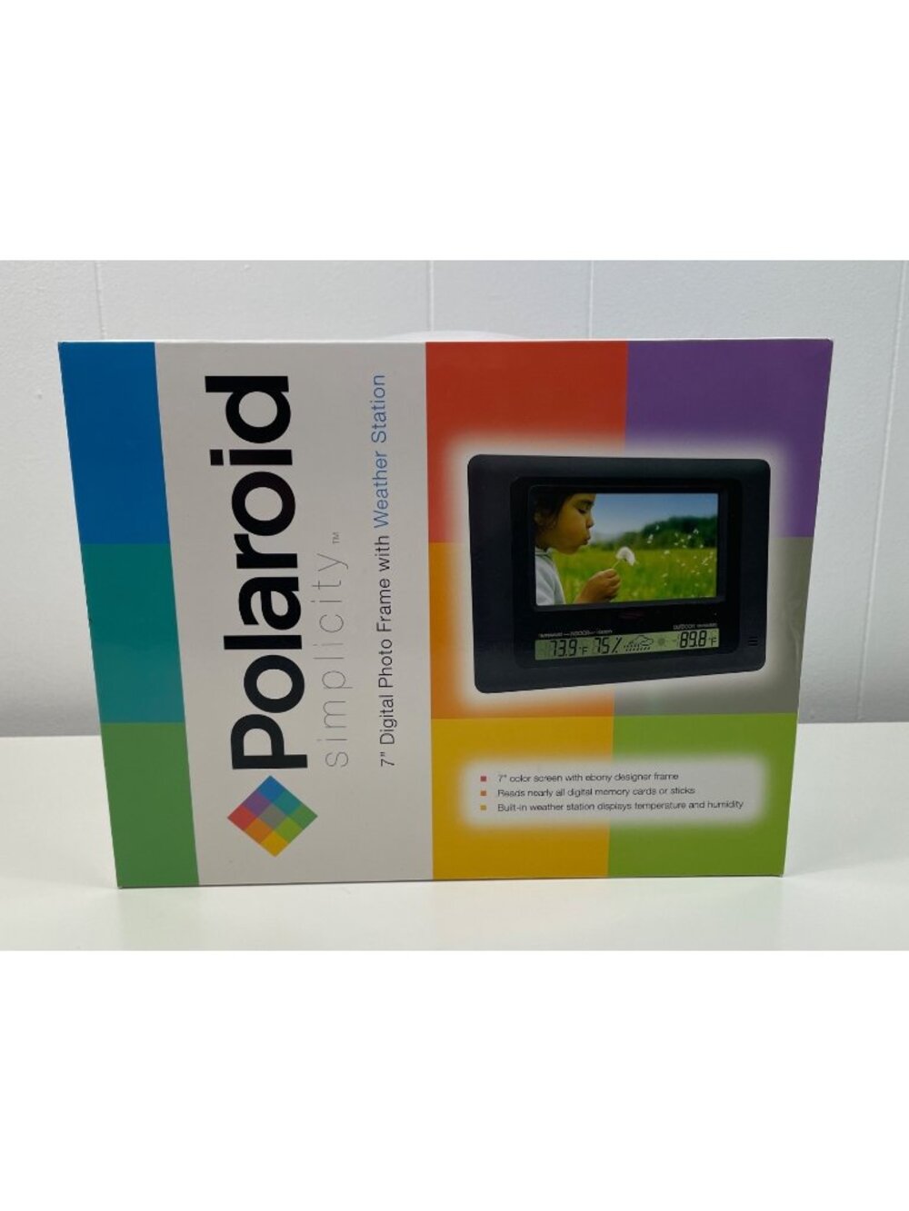 Polaroid Simplicity 7" Digital Photo Frame Weather Station XSA 00770S Wall Desk